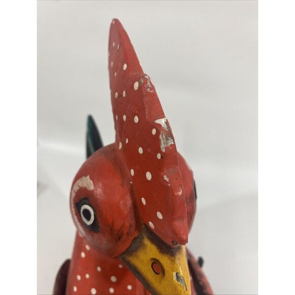 Pier One Imports Wooden Hand Painted Primitive Folk Art  Rooster Shelf Sitter - Picture 9 of 9